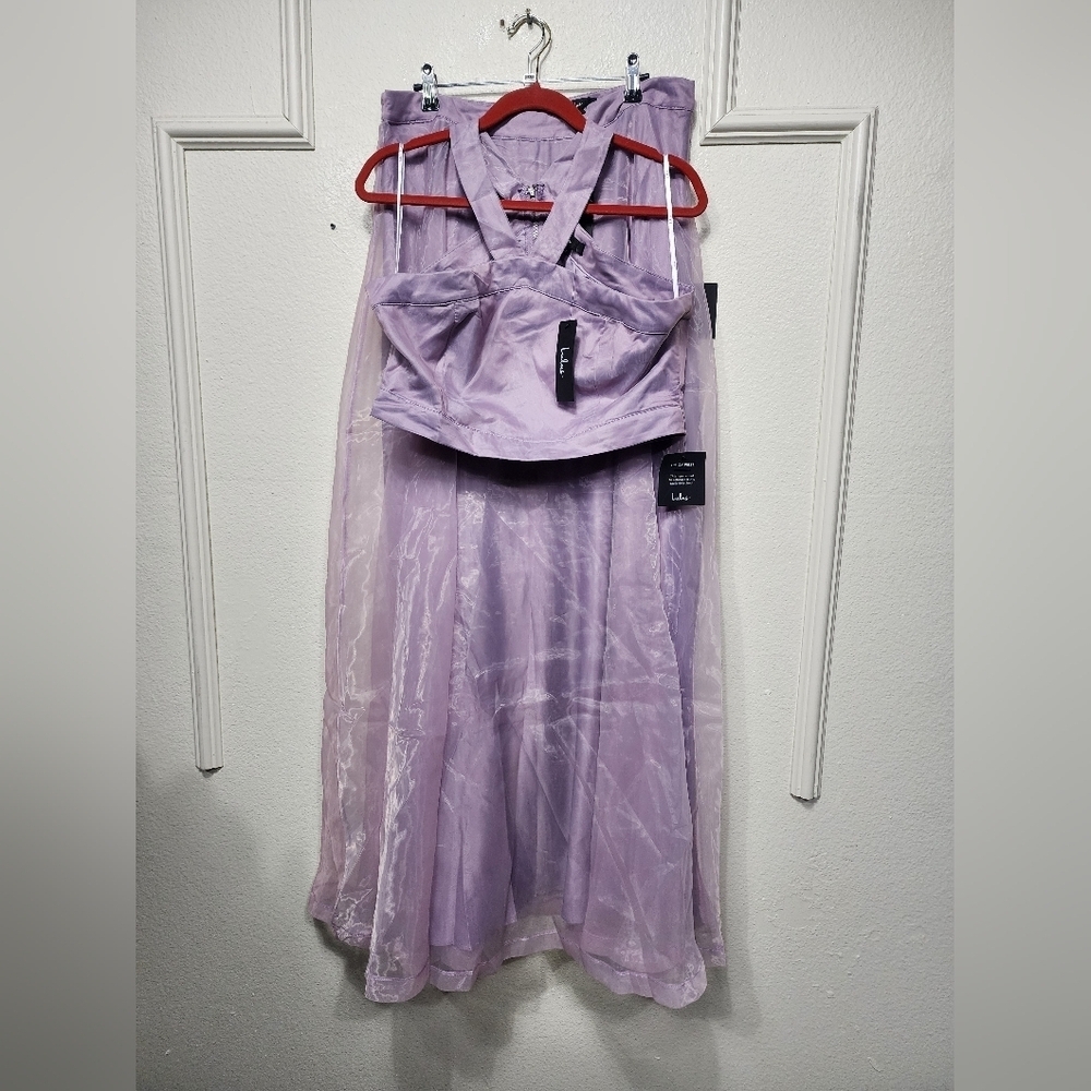 Lulus Gorgeous Entrance Lavender Two-Piece Halter Maxi Dress Wedding Party Prom